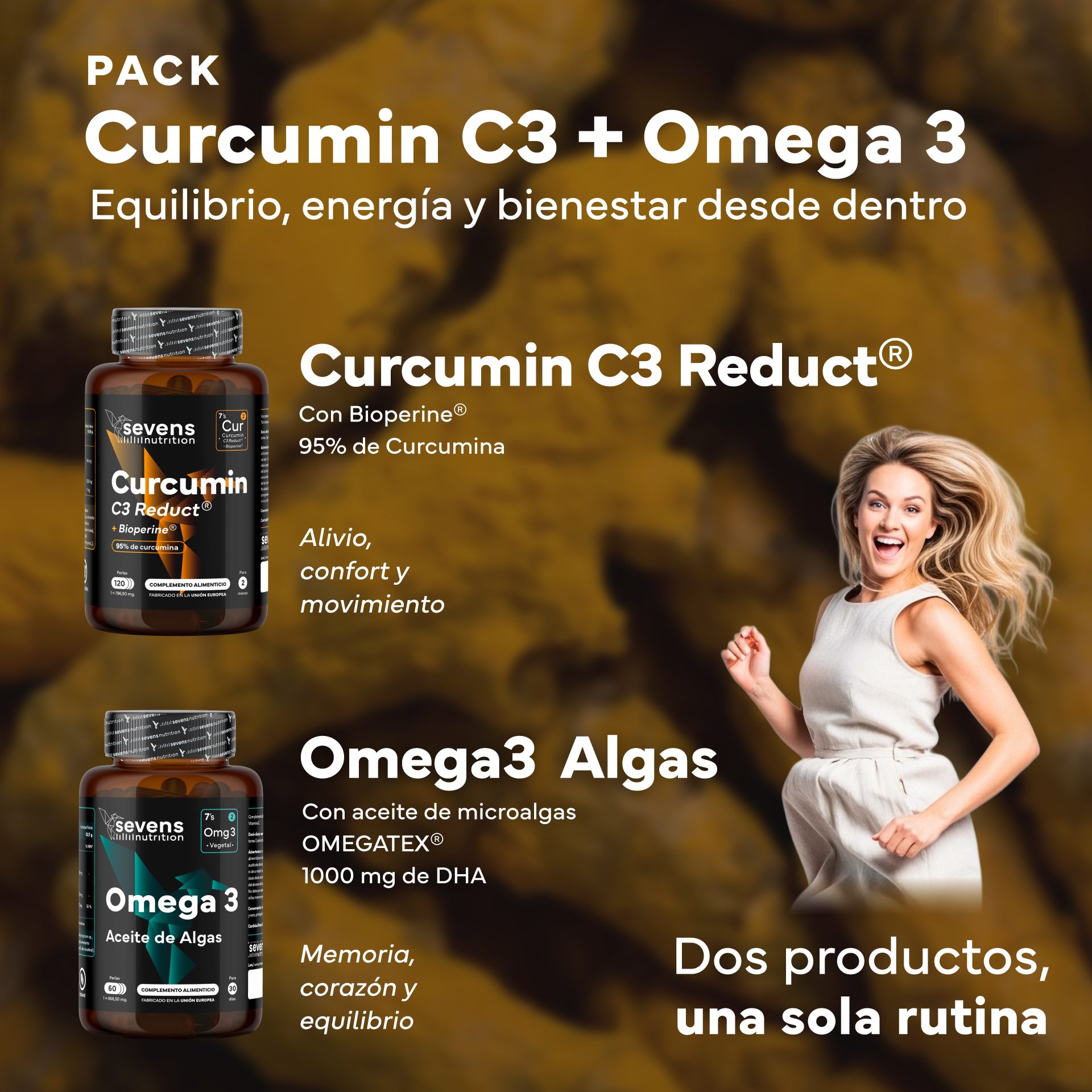 Cúrcuma C3 Reduct + Omega 3 Vegano Omegatex. Sevens Nutrition. Movilidad, Energía Y Equilibrio Desde Dentro_1
