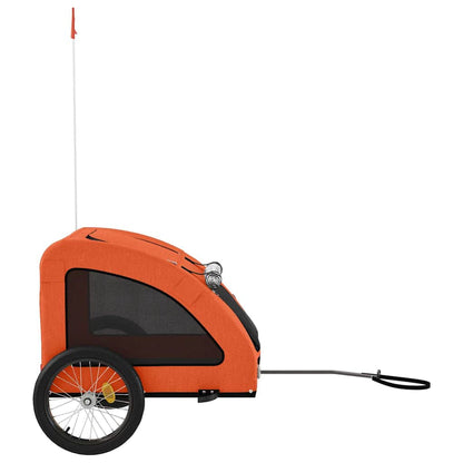 Remolque De Bicicleta Mascotas Hierro Tela Oxford Naranja_5