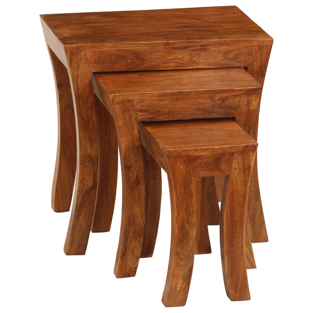 Mesas Apilables 3 Pzas Madera Maciza Acacia Marrón 50x35x50 Cm_1