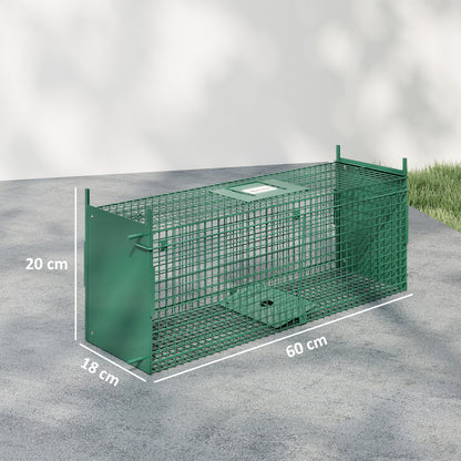 Outsunny Trampa Para Animales Vivos 60x18x20 Cm Con 2 Puertas Verde_2