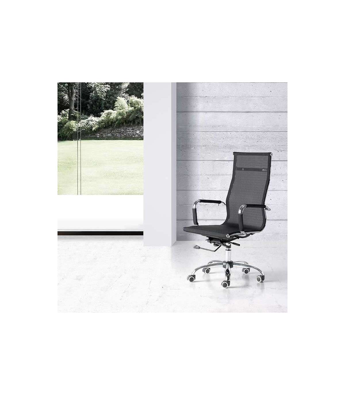 Silla Despacho Giratoria Elevable Acabado Negro, 60 Cm(ancho) 108-115 Cm(altura) 66cm(fond_2