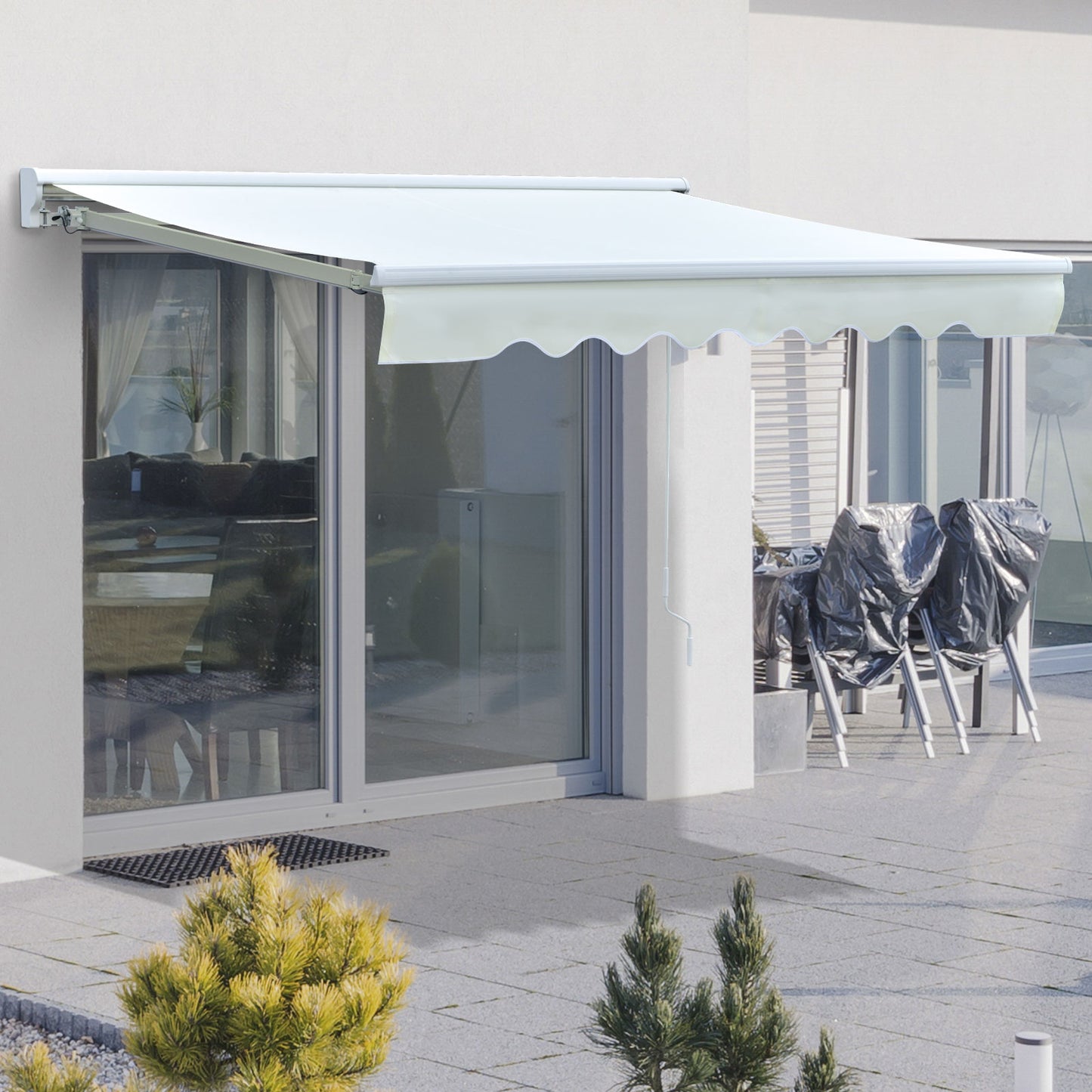 Outsunny Toldo Retráctil Con Mando A Distancia Manivela Luces Led Exterior_1
