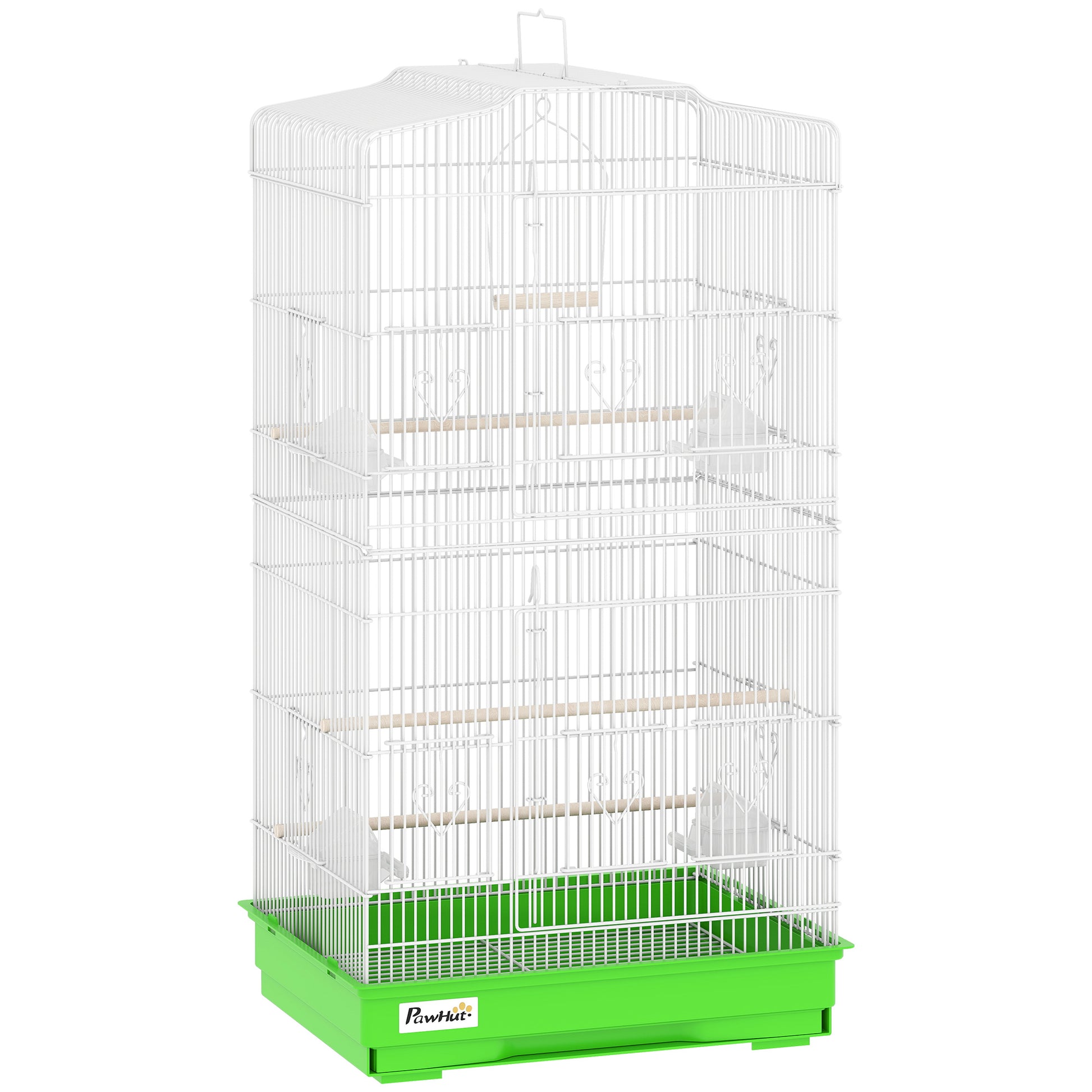 Pawhut Jaula Para Pájaros Con Puertas Comederos Y Bandeja 46,5x35,5x92 Cm Verde_0