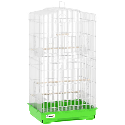 Pawhut Jaula Para Pájaros Con Puertas Comederos Y Bandeja 46,5x35,5x92 Cm Verde_0