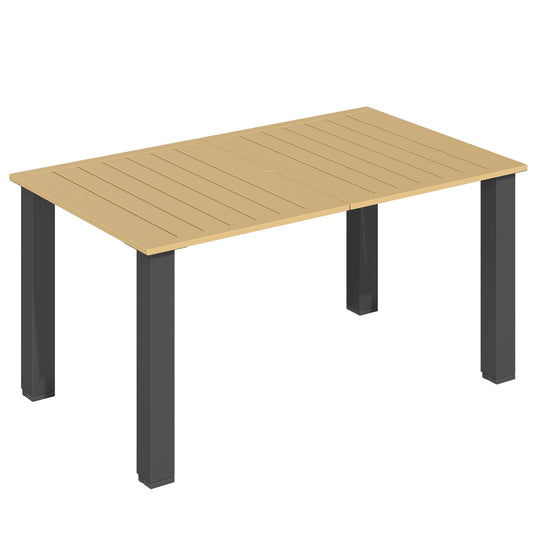 Outsunny Mesa De Jardín Rectangular 150x90x73 Cm Con Orificio Para Sombrilla_0