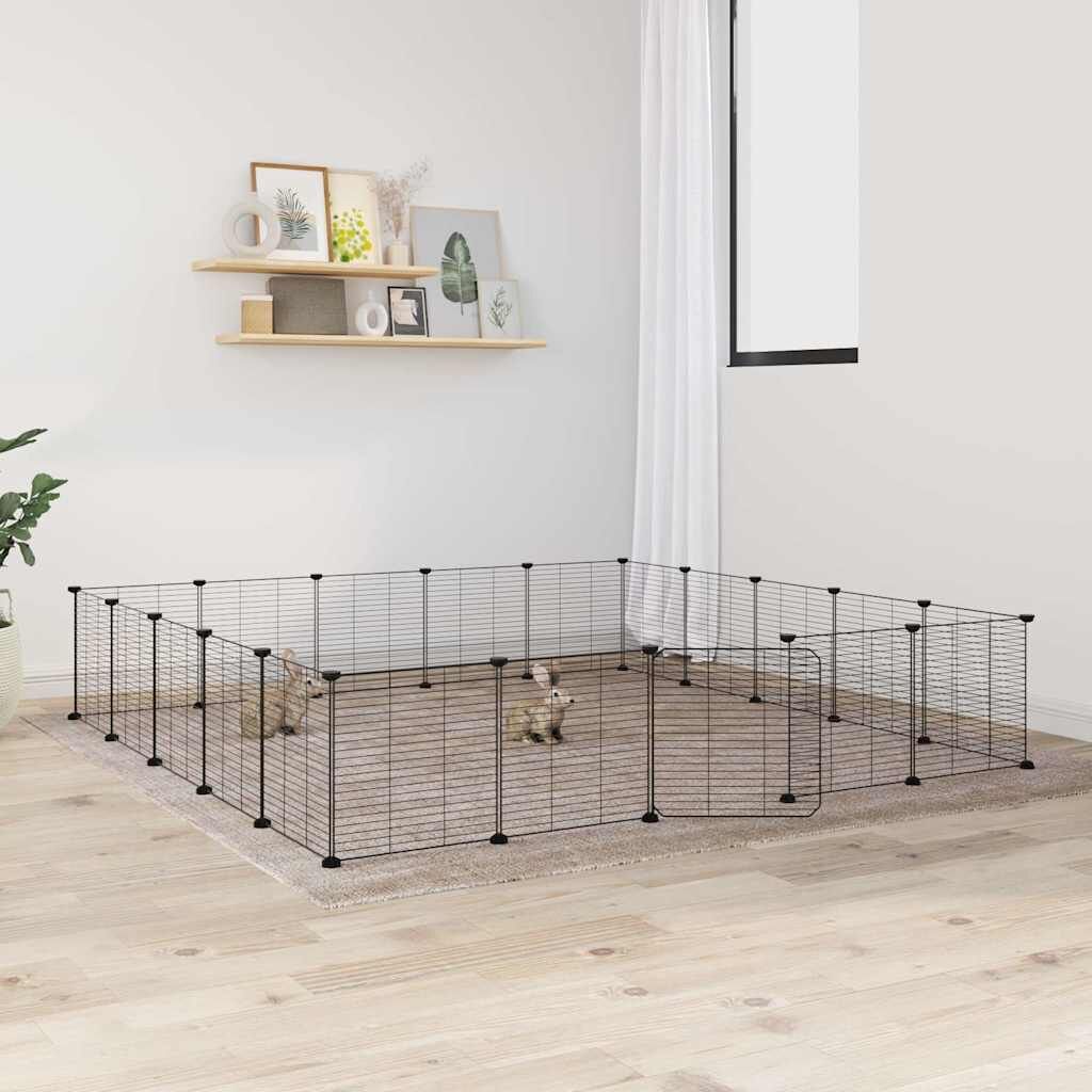 Vidaxl Jaula Para Mascotas De 20 Paneles Puerta Acero Negro 35x35 Cm_1