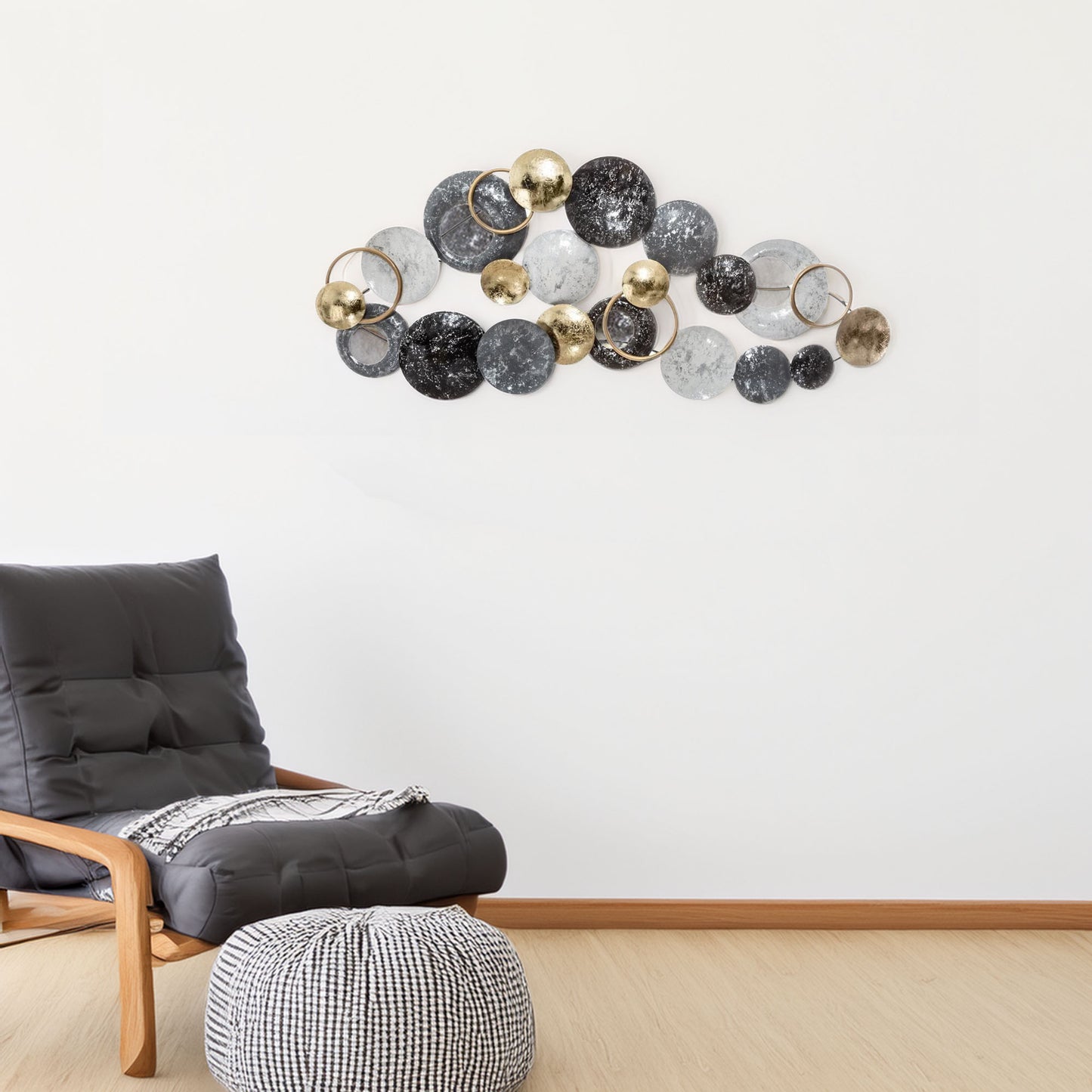 Decoración Pared Redonda Metal Diseño Moderno 90x44cm_2
