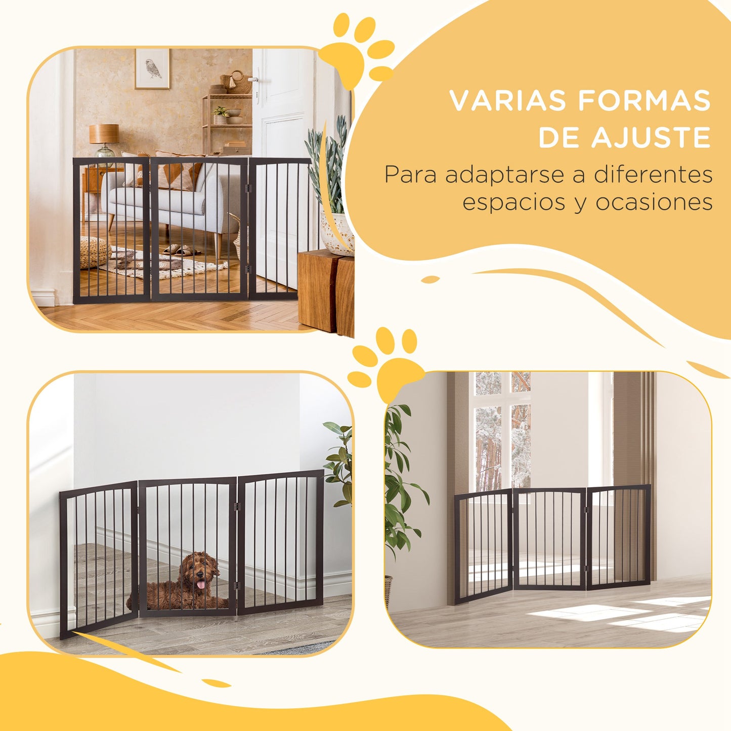 Pawhut Barrera De Seguridad Plegable Perros Pequeños 160x76 Cm Para Puertas Café_4