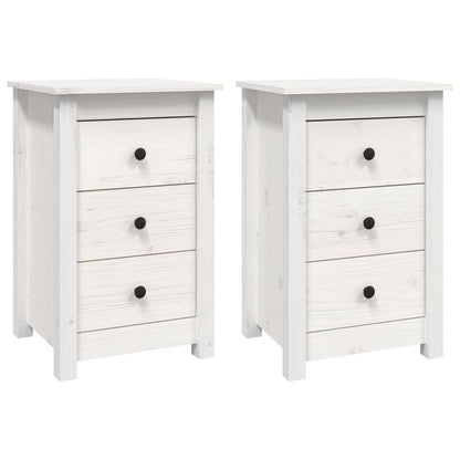 Mesitas De Noche 2 Uds Madera Maciza Pino Blanco 40x35x61,5 Cm_0