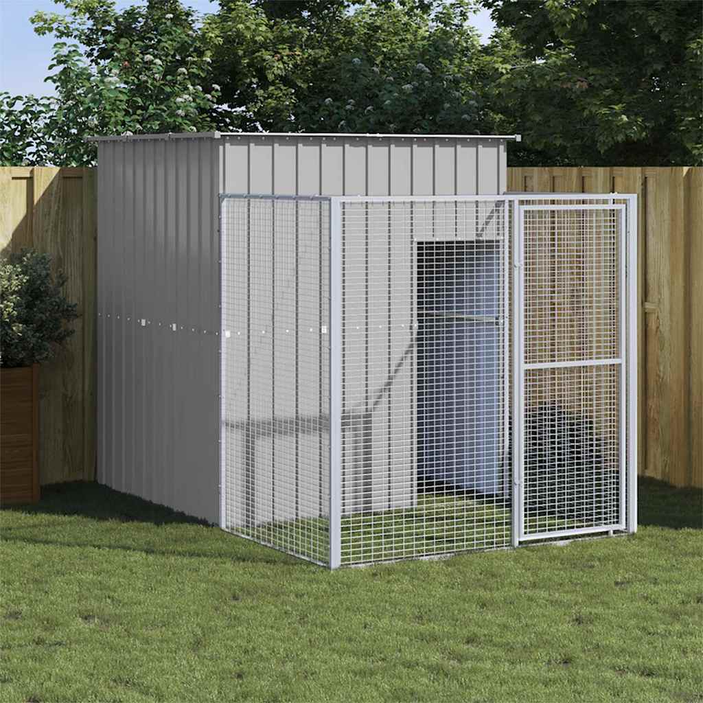 Caseta Perros Corral Acero Galvanizado Gris Claro 165x251x181cm_1