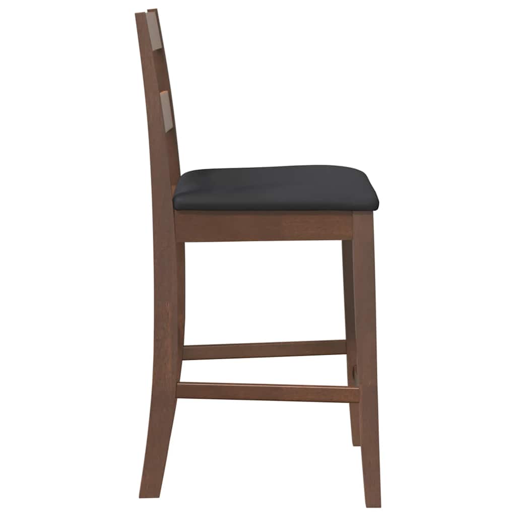 Taburetes De Bar Con Cojines 2 Uds Madera Maciza Marrón Caucho_4