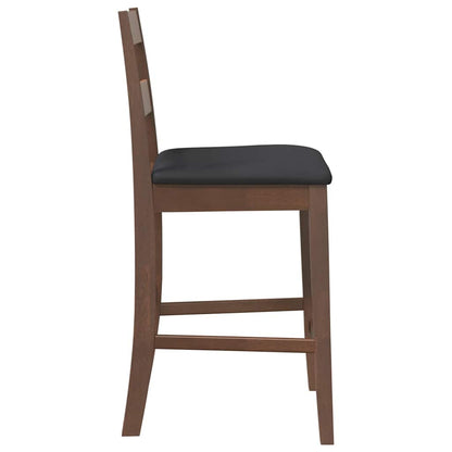 Taburetes De Bar Con Cojines 2 Uds Madera Maciza Marrón Caucho_4