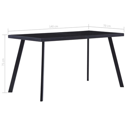Mesa De Comedor De Vidrio Templado Negro 140x70x75 Cm_3