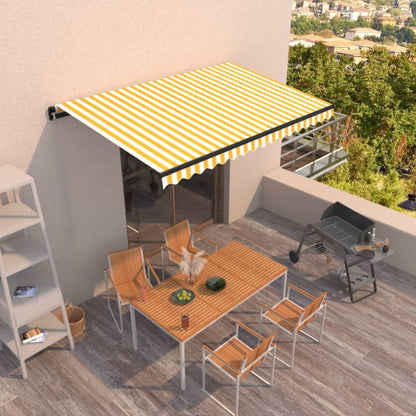 Toldo Retráctil Manual Amarillo Y Blanco 400x350 Cm_1