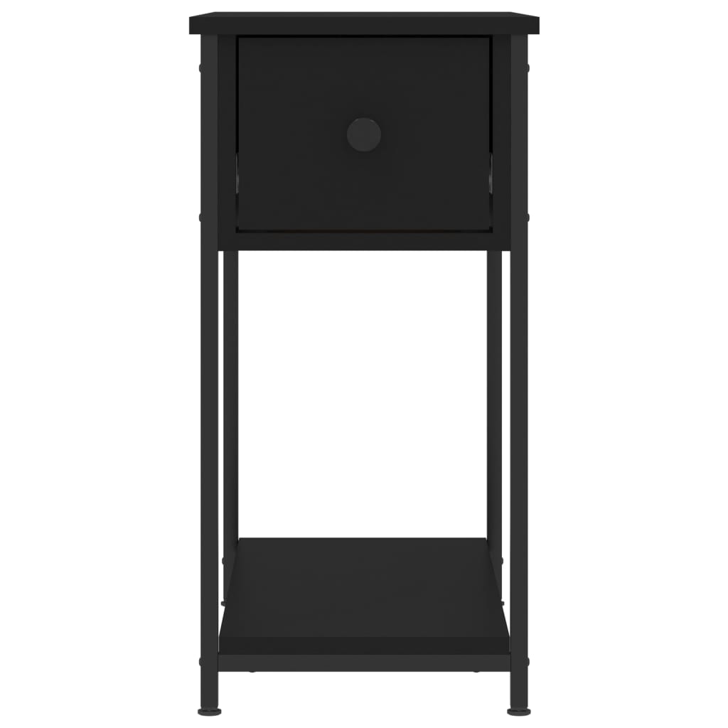 Mesita De Noche Madera De Ingeniería Negra 30x60x60 Cm_3
