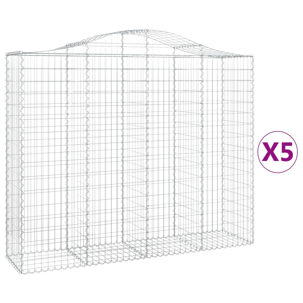 Cestas De Gaviones 5 Uds Forma De Arco Hierro 200x50x160/180 Cm_0
