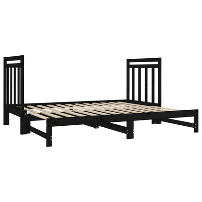 Sofá Cama Extraíble Madera Maciza De Pino Negro 2x(90x190) Cm / Vetonek_2