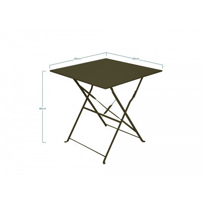 Mesa De Jardín Plegable Bistrot Cuadrada 2 Personas Caqui 70x70cm- Mobiliario De Jardín_1