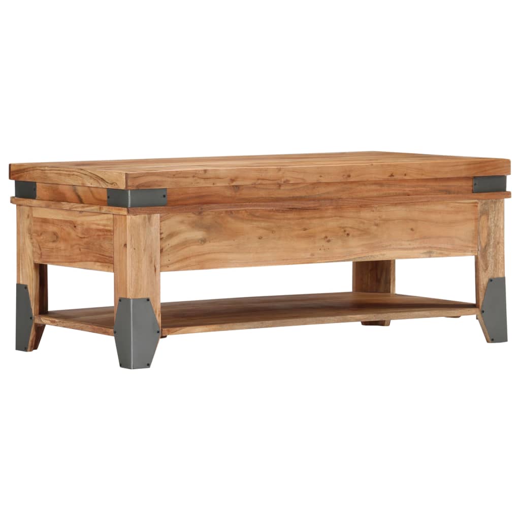 Mesa De Centro De Madera Maciza De Acacia 110x52x45 Cm_1