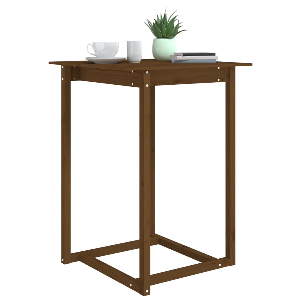 Mesa Alta De Bar Madera Maciza De Pino Marrón Miel 80x80x110 Cm_3