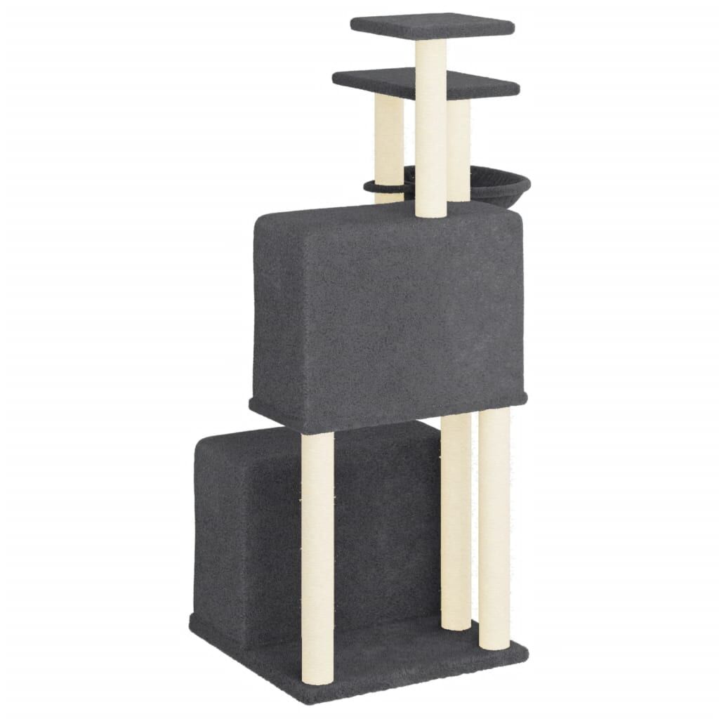 Vidaxl Rascador Para Gatos Con Postes De Sisal Gris Oscuro 122 Cm_4