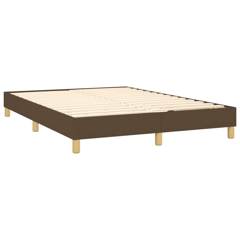 Cama Box Spring Con Colchón Led Tela Marrón Oscuro 140x200 Cm / Vetonek_5
