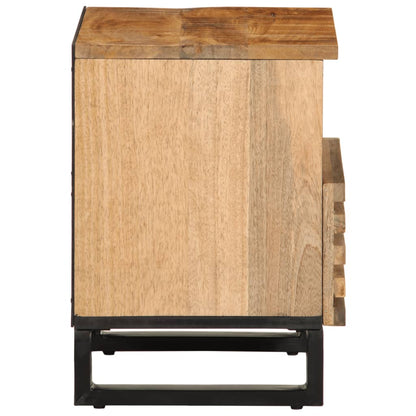 Mesitas De Noche 2 Uds Madera Maciza Mango Rugosa 40x34x46 Cm_3