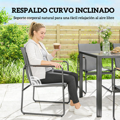Outsunny Conjunto De Mesa Y Sillas Jardín De 7 Piezas_4