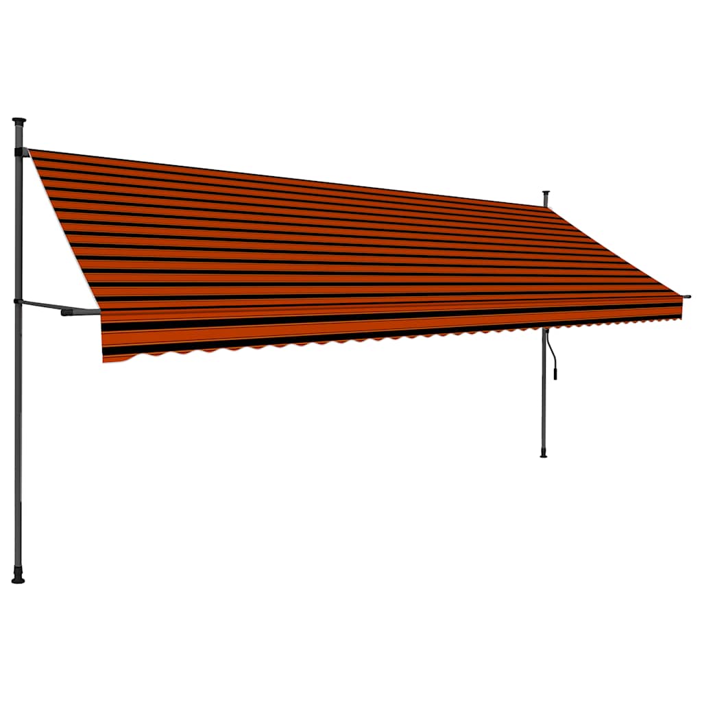 Toldo Manual Retráctil Con Led Naranja Y Marrón 400 Cm_2