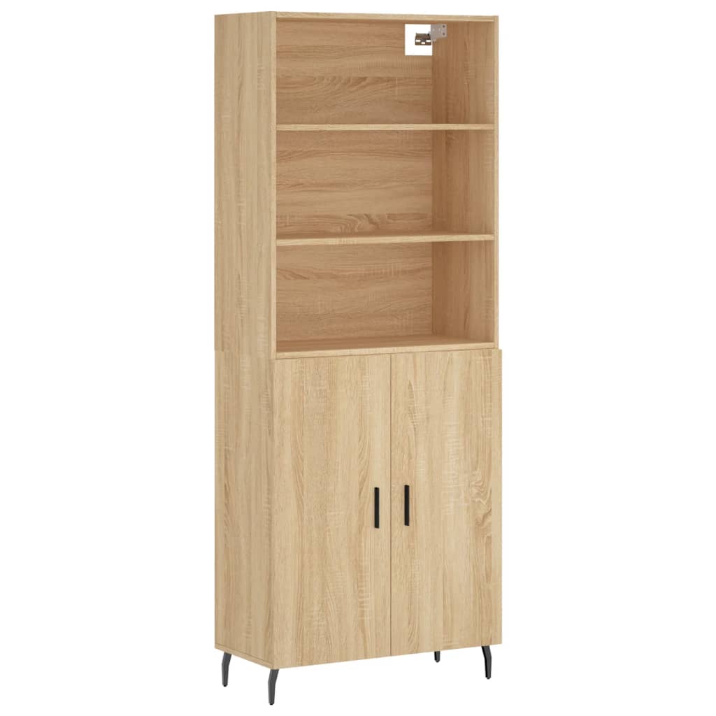 Aparador Alto Madera Contrachapada Color Roble 69,5x34x180 Cm_1