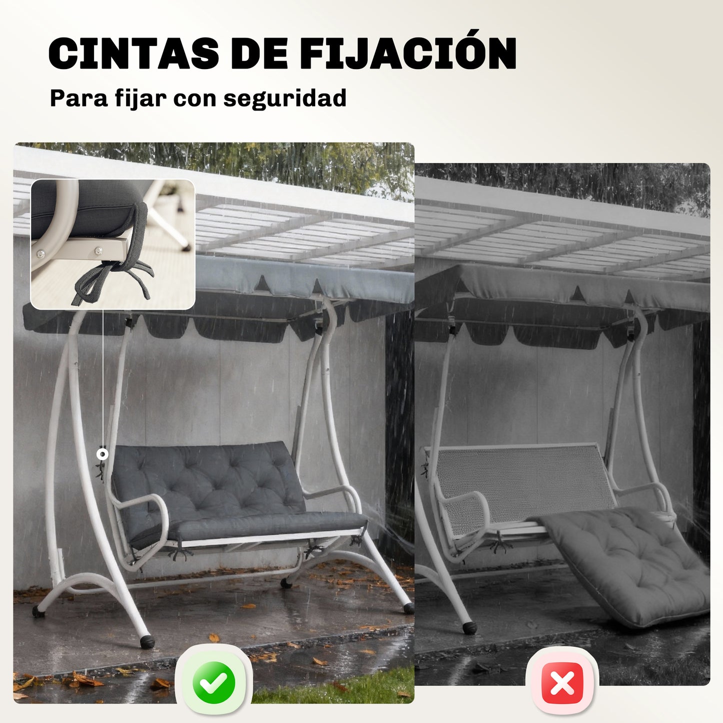Outsunny Cojín Para Banco 2 Plazas Con Respaldo 100x98x8 Cm Para Jardín Terraza_5