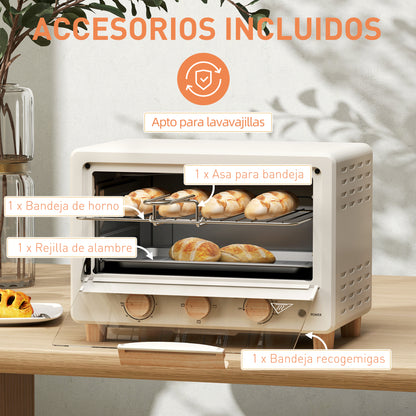 Homcom Horno Eléctrico De Sobremesa De 16l 1400w Con Temporizador Crema_5