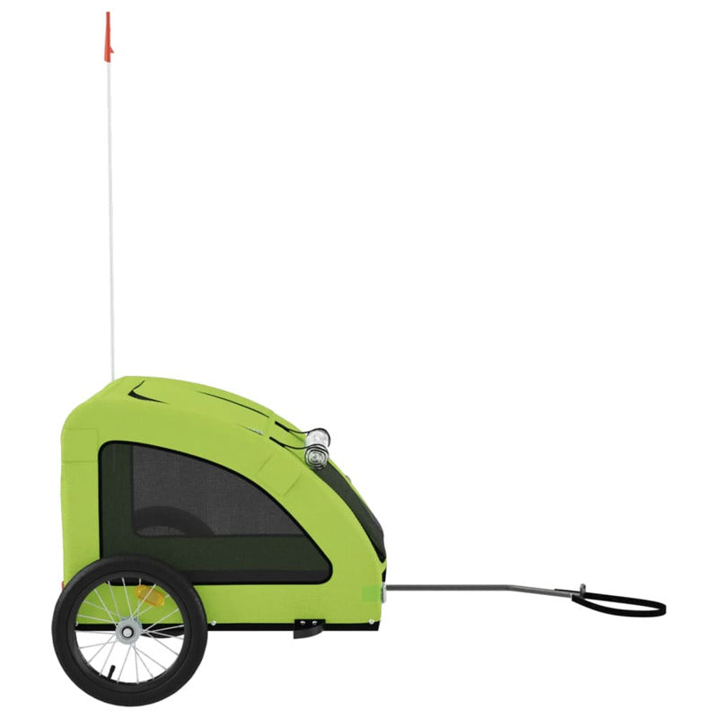 Vidaxl Remolque De Bicicleta Mascotas Hierro Tela Oxford Verde_5