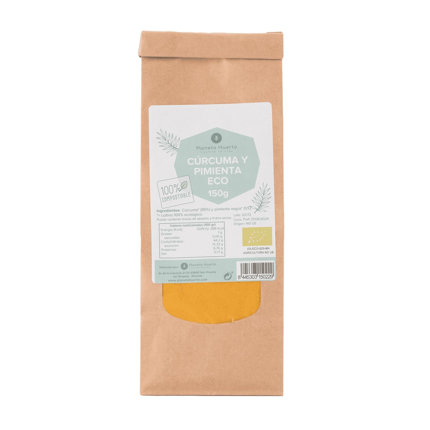 Cúrcuma y pimienta en polvo ECO Planeta Huerto 150 g