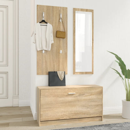 Set De Mueble Zapatero 3 En 1 Madera Contrachapada Roble Sonoma / Vetonek_3