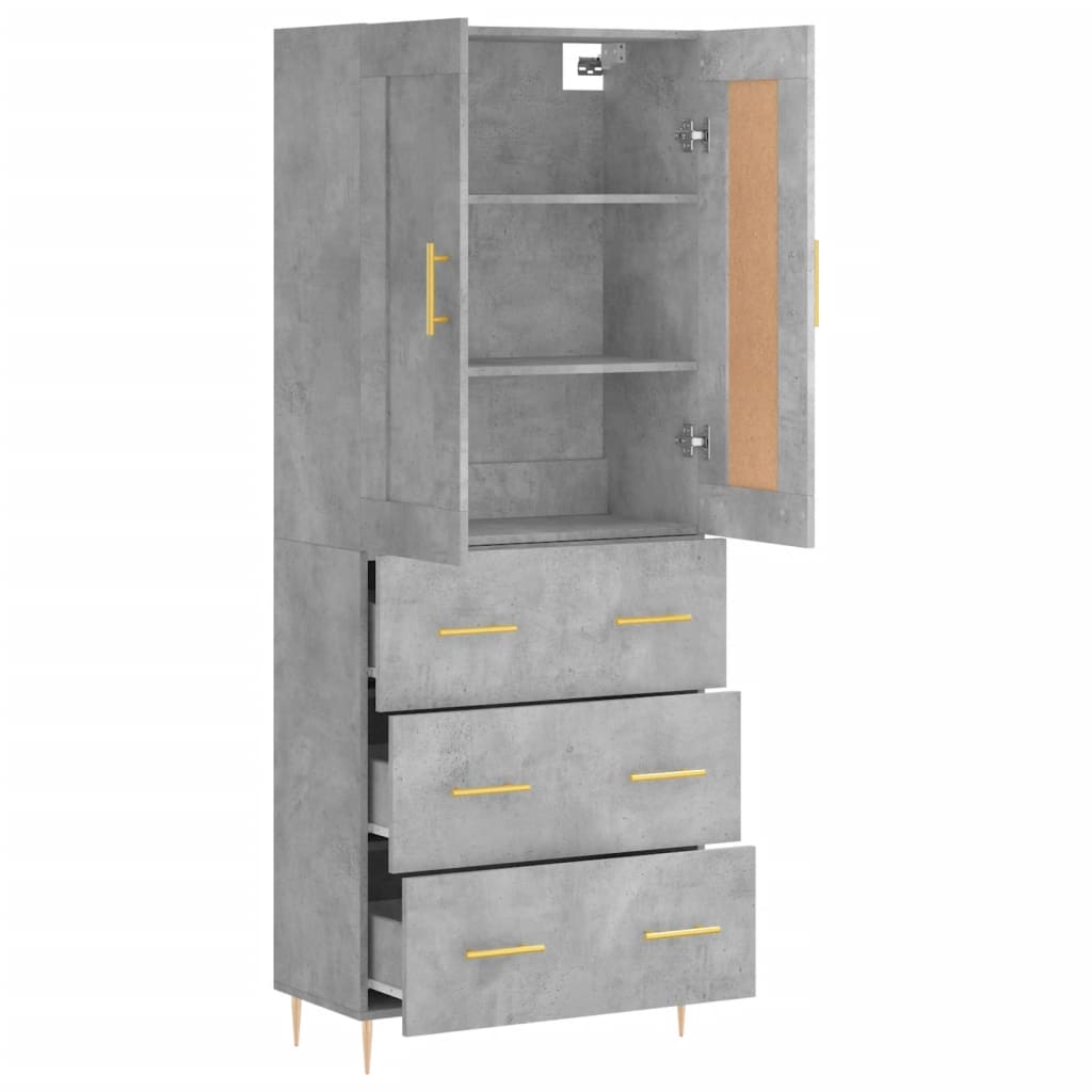 Aparador Alto Madera Contrachapada Gris Hormigón 69,5x34x180 Cm_3