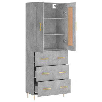 Aparador Alto Madera Contrachapada Gris Hormigón 69,5x34x180 Cm_3