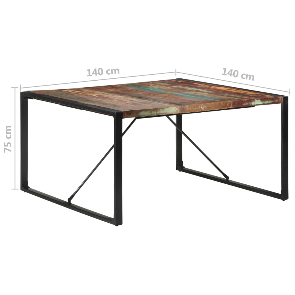 Mesa De Comedor De Madera Maciza Reciclada 140x140x75 Cm_4