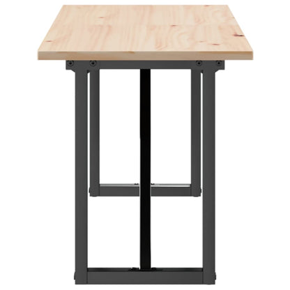 Mesa De Centro Marco O Madera Maciza Pino Y Acero 160x40x45 Cm_3