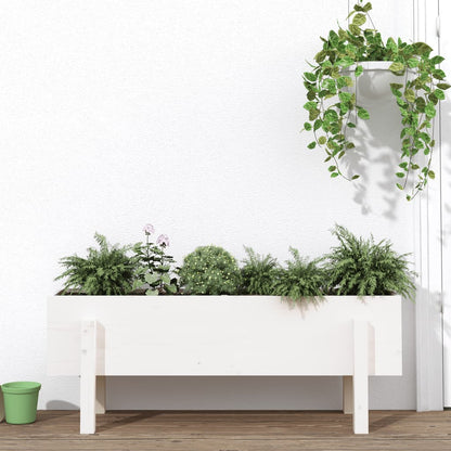 Arriate Elevado De Jardín Madera Maciza Pino Blanco 101x30x38cm_1
