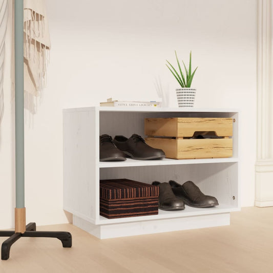 Armario Zapatero De Madera Maciza De Pino Blanco 60x34x45 Cm / Vetonek_0