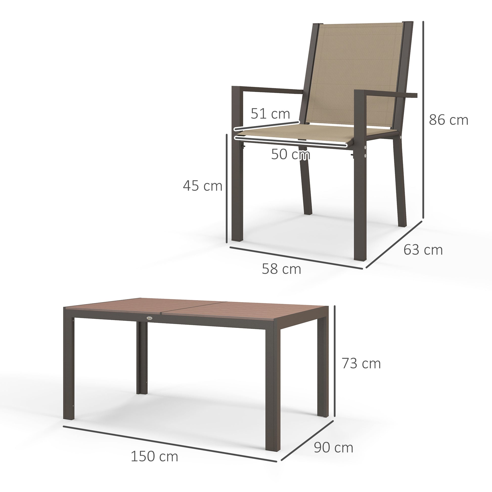 Outsunny Conjunto De Comedor De Exterior De 7 Piezas Con Sillas Apilables Marrón_2