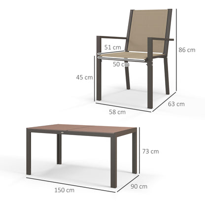 Outsunny Conjunto De Comedor De Exterior De 7 Piezas Con Sillas Apilables Marrón_2