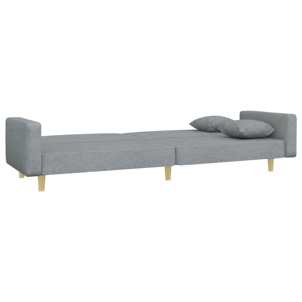 Sofá Cama De 2 Plazas Con Taburete Tela Gris Claro / Vetonek_4