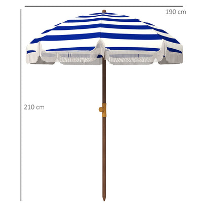 Outsunny Sombrilla De Playa Grande Ø190x210 Cm Protección Uv40+ Azul Y Blanco_2