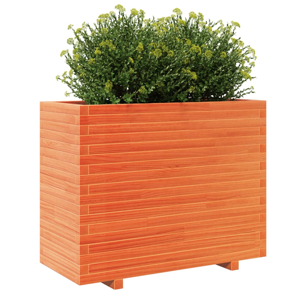 Jardinera Madera Maciza De Pino Marrón Cera 90x40x72,5 Cm_3