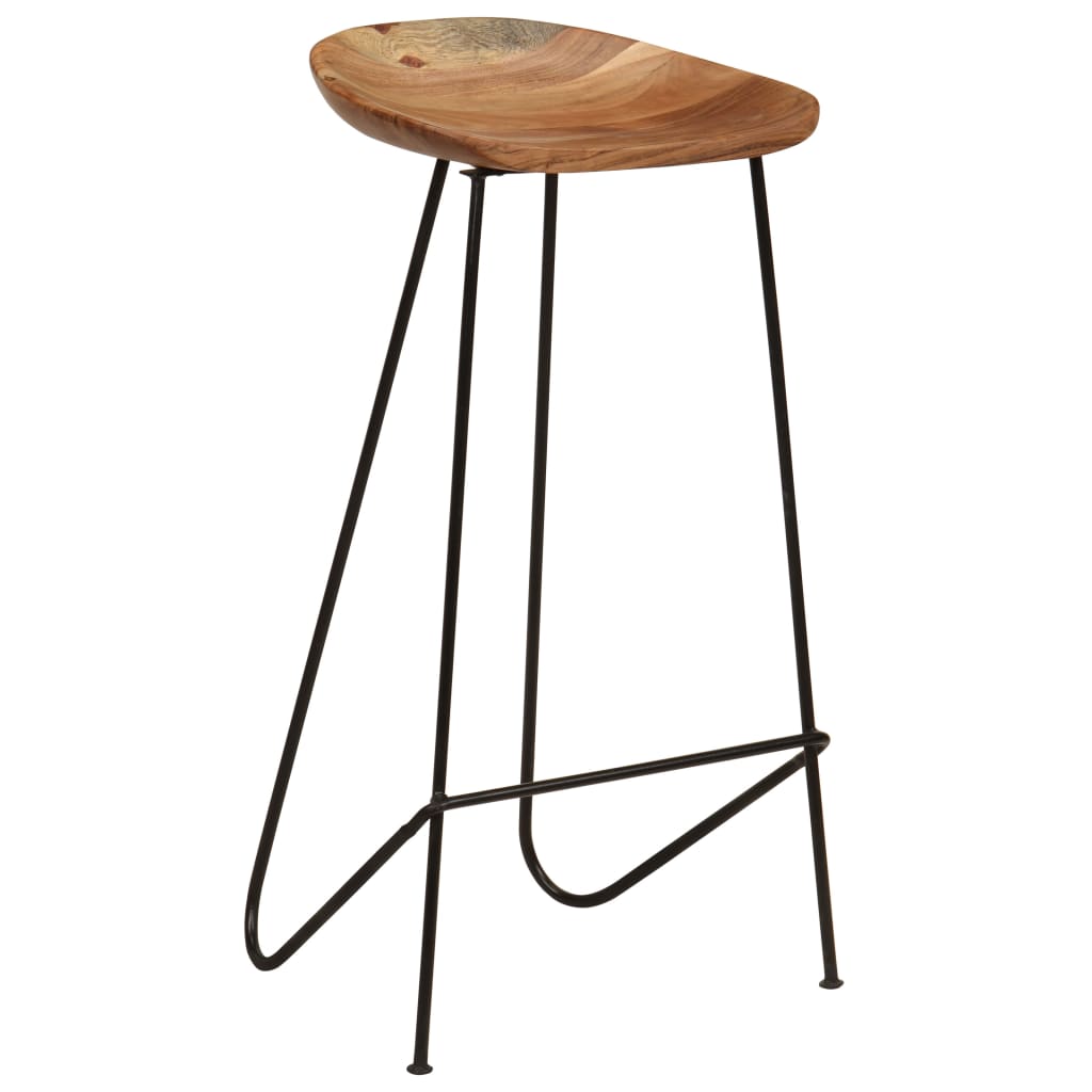 Taburetes De Cocina 2 Unidades Madera Maciza De Acacia_0