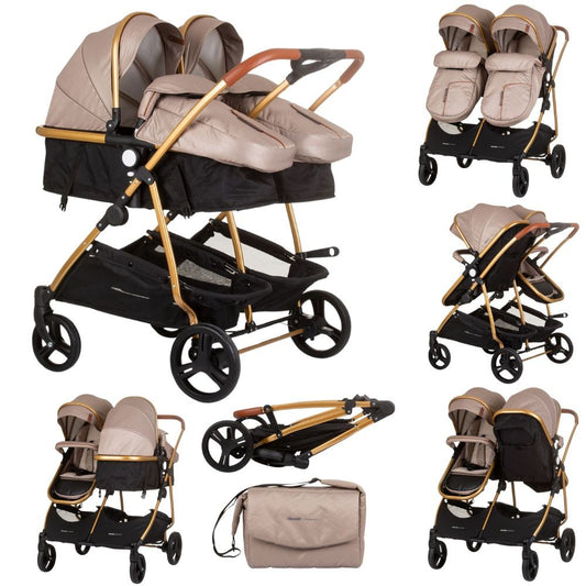 Carrito De Bebé Gemelar Dúo Smart Golden Beige_0