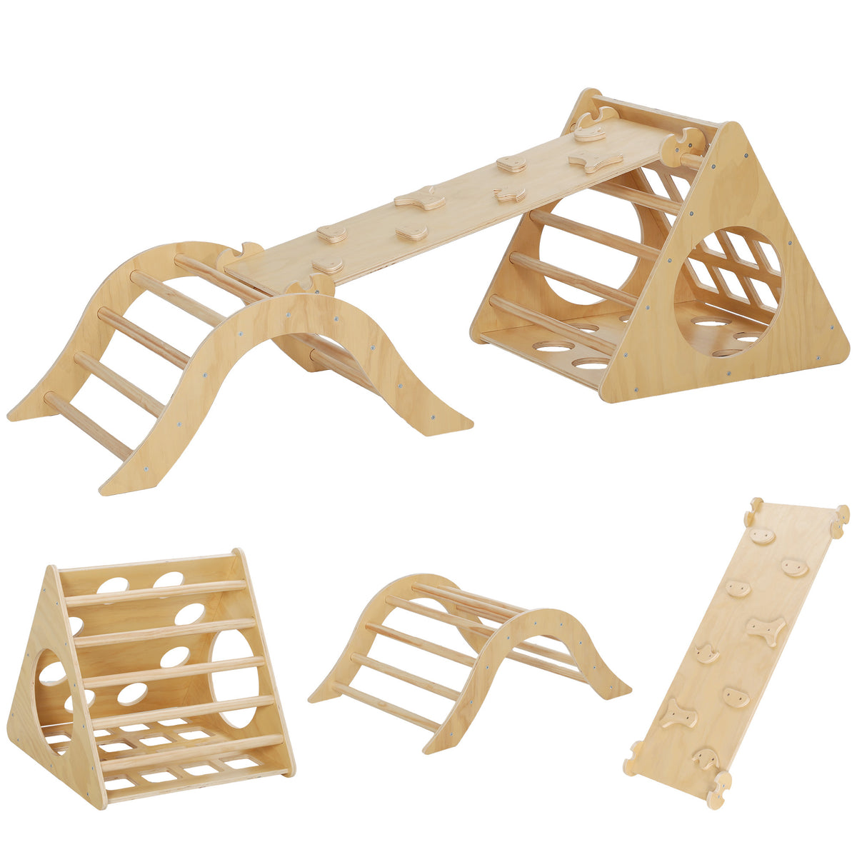 Escalador Para Niños Aiyaplay Tablero Multicapa De Pino Madera Natural 175x59.5x60 Cm_0