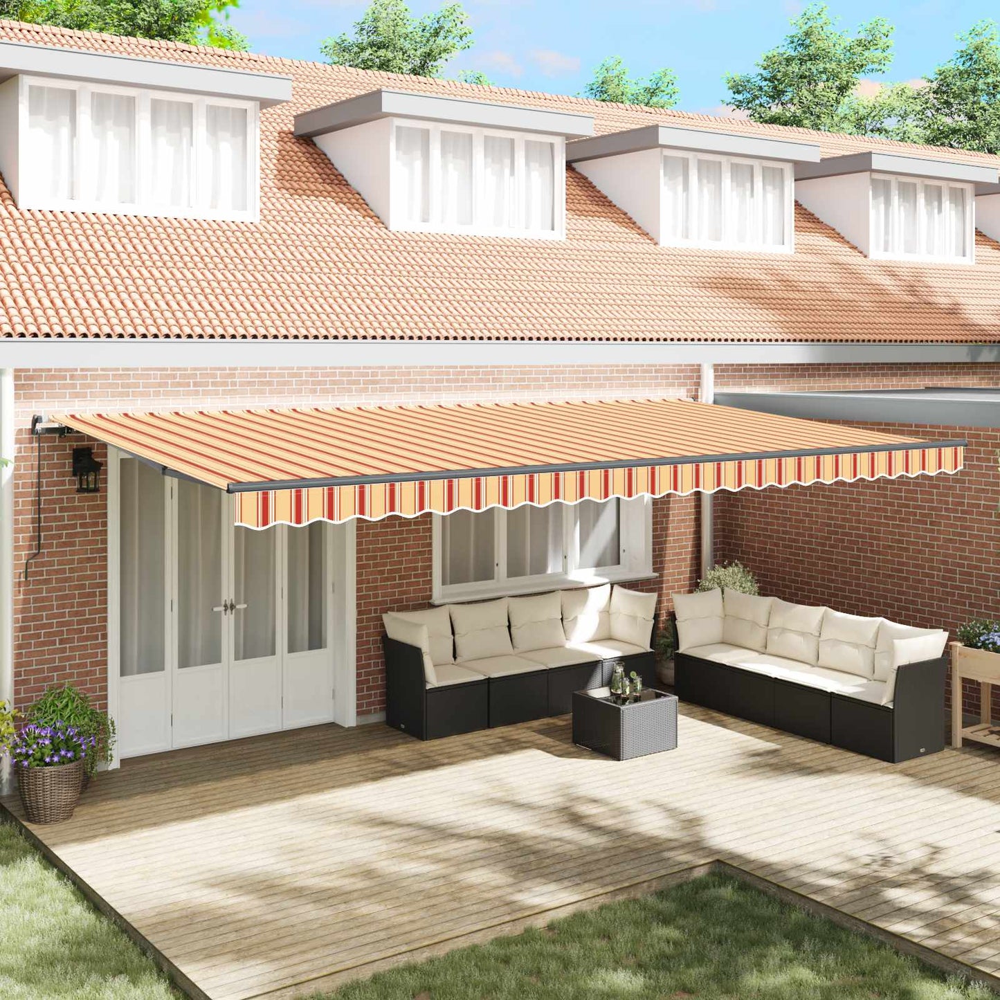 Toldo Retráctil Amarillo Y Naranja 600 X 350 Cm_1